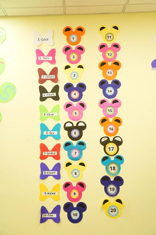 Alphabet learning wall at Kidzee